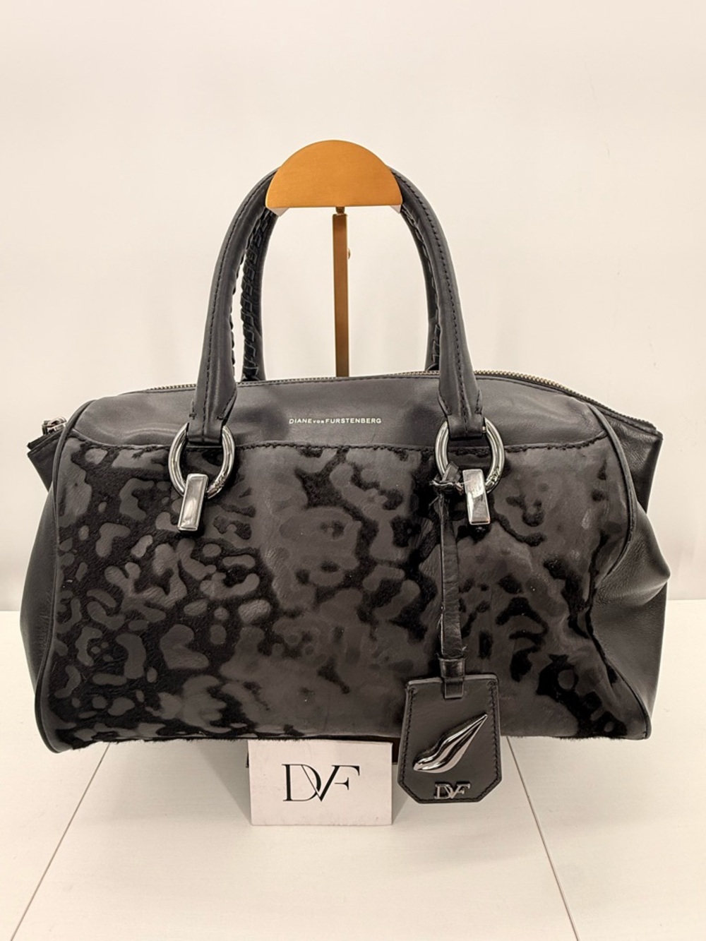 Diane Von Furstenberg Burnout Haircalf Leather Satchel Bag Women’s Medium